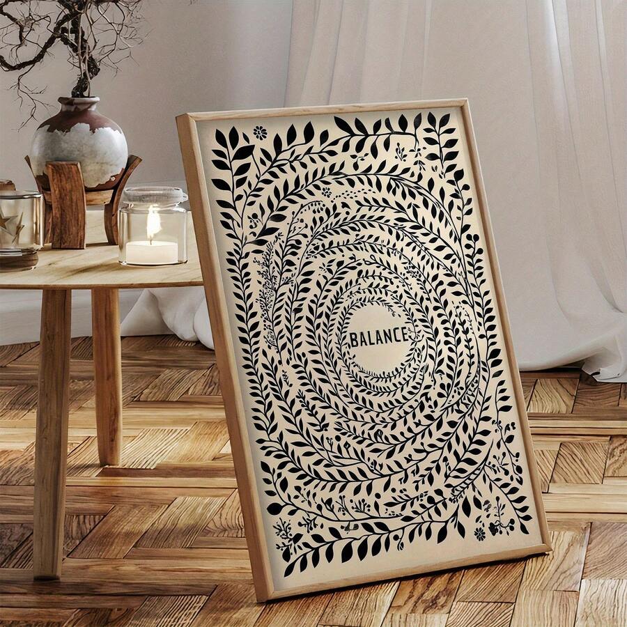 Motivational floral print with uppercase BALANCE text