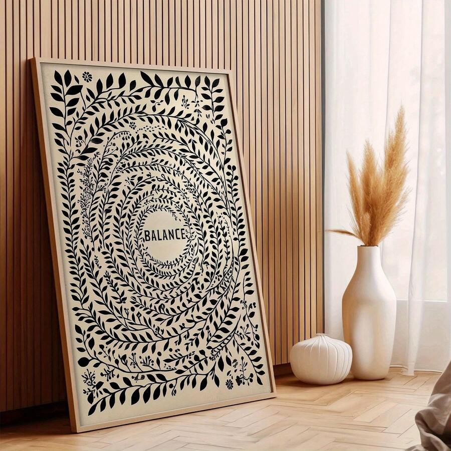 Yoga room wall art in calm neutral decor