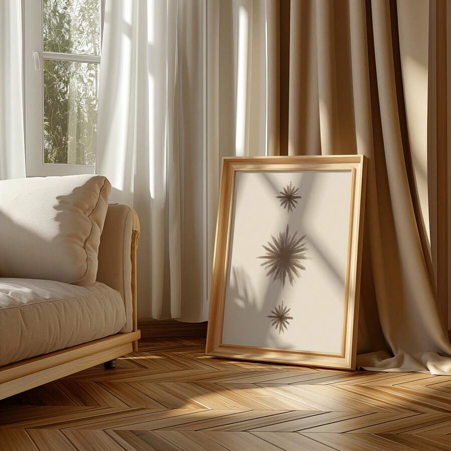 Scandinavian abstract wall print in warm beige and taupe tones