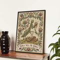 Feminist wall decor with botanical insect illustration