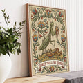 Praying mantis poster with cream parchment background