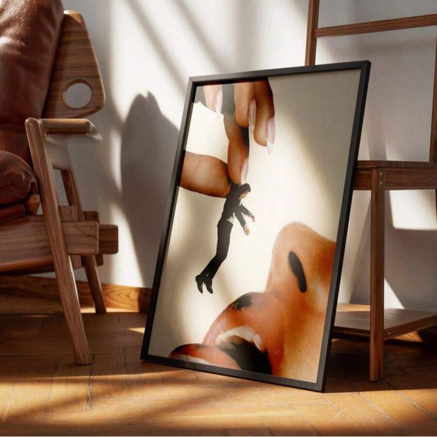 Surreal giant woman collage canvas wall art