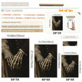 Size guide for skeleton hands canvas art from 20 by 25 to 50 by 70 cm