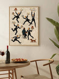 Bistro style wall poster with fox server and warm retro colors
