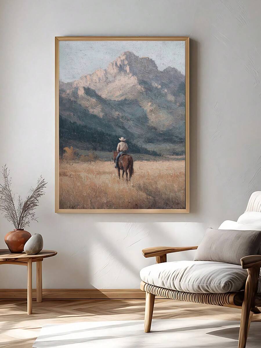 Alternate western horse wall art noted as non-dinosaur image