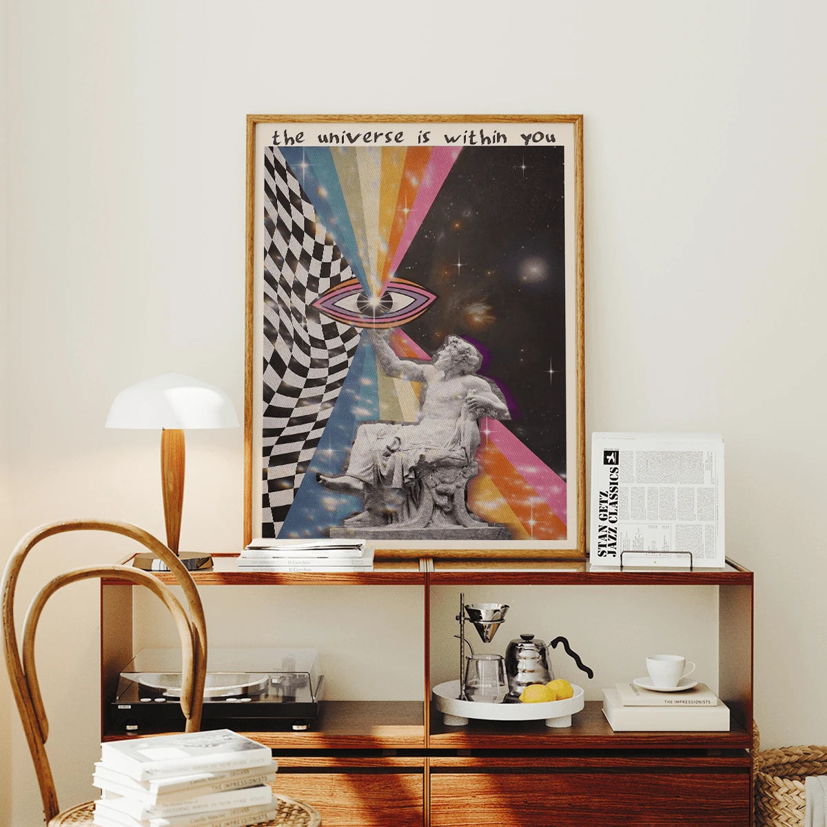Vintage Retro 70s The Universe Within You Space Canvas Poster