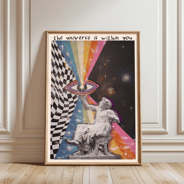 Vintage Retro 70s The Universe Within You Space Canvas Poster
