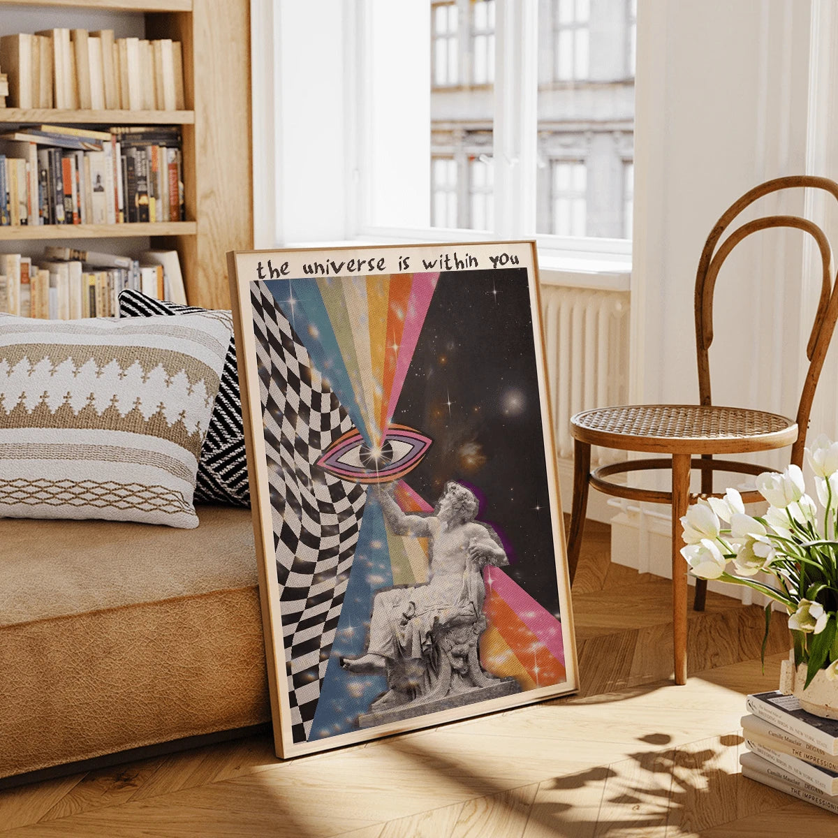 Vintage Retro 70s The Universe Within You Space Canvas Poster