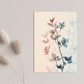 Light wood framed leaf silhouette canvas with blush dusty blue and cream tones view 6