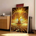 Golden tree and coin design canvas wall art poster