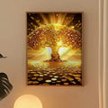 Gold coin tree print for living room office or wealth corner