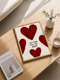 Let Love Fill the Room quote print with red and pink striped romantic design