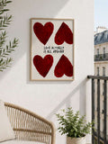 Whimsical folk art wall print with love theme and bold color