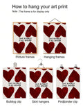 Whimsical folk art wall print with love theme and bold color