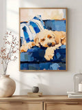 Dog canvas print in nursery room with warm neutral colors