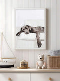 Pet lover wall decor with framed sleeping dog artwork