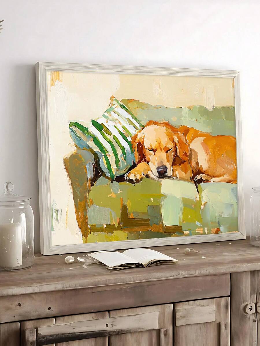 Golden Retriever canvas print option mockup