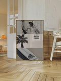 Palm tree poster set in beige black gray and muted gold tones