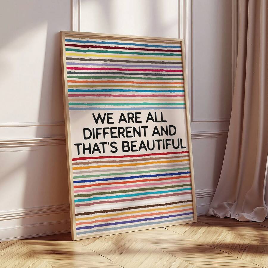 Inspirational diversity canvas wall art in gold frame