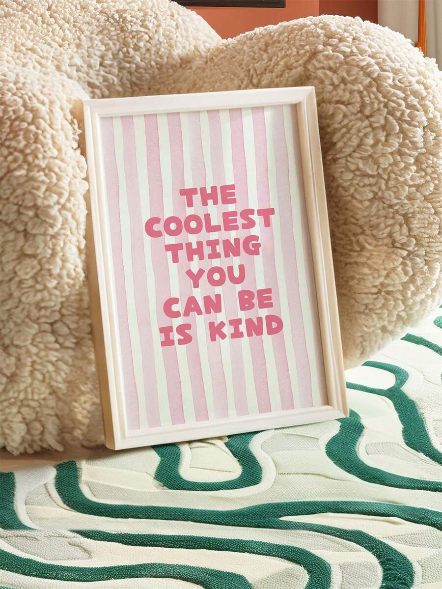 Pink striped kindness quote typography canvas poster