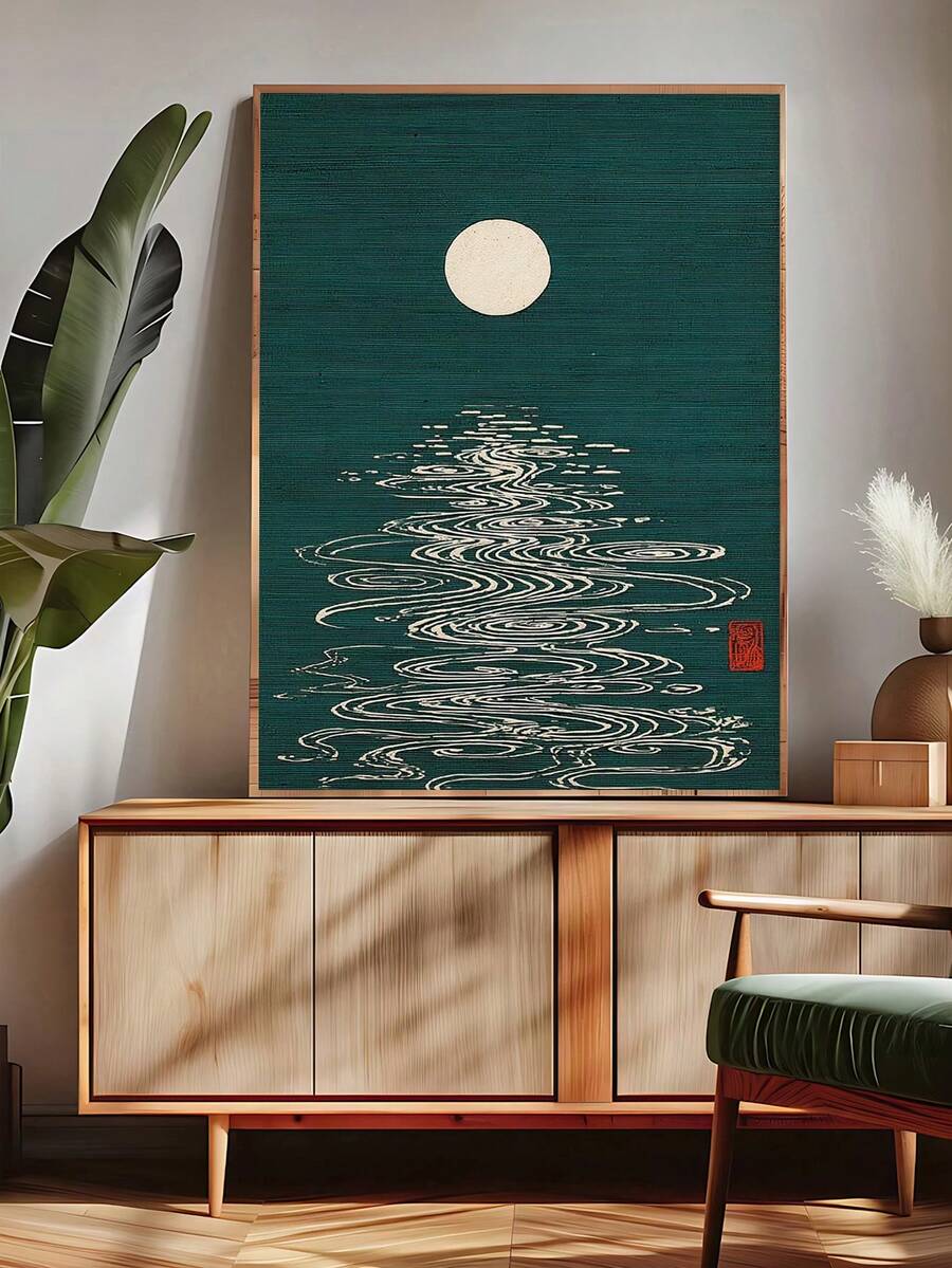 Minimalist Asian art options showing framed and unframed Japanese crane print