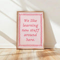 Pink motivational typography print for kids room