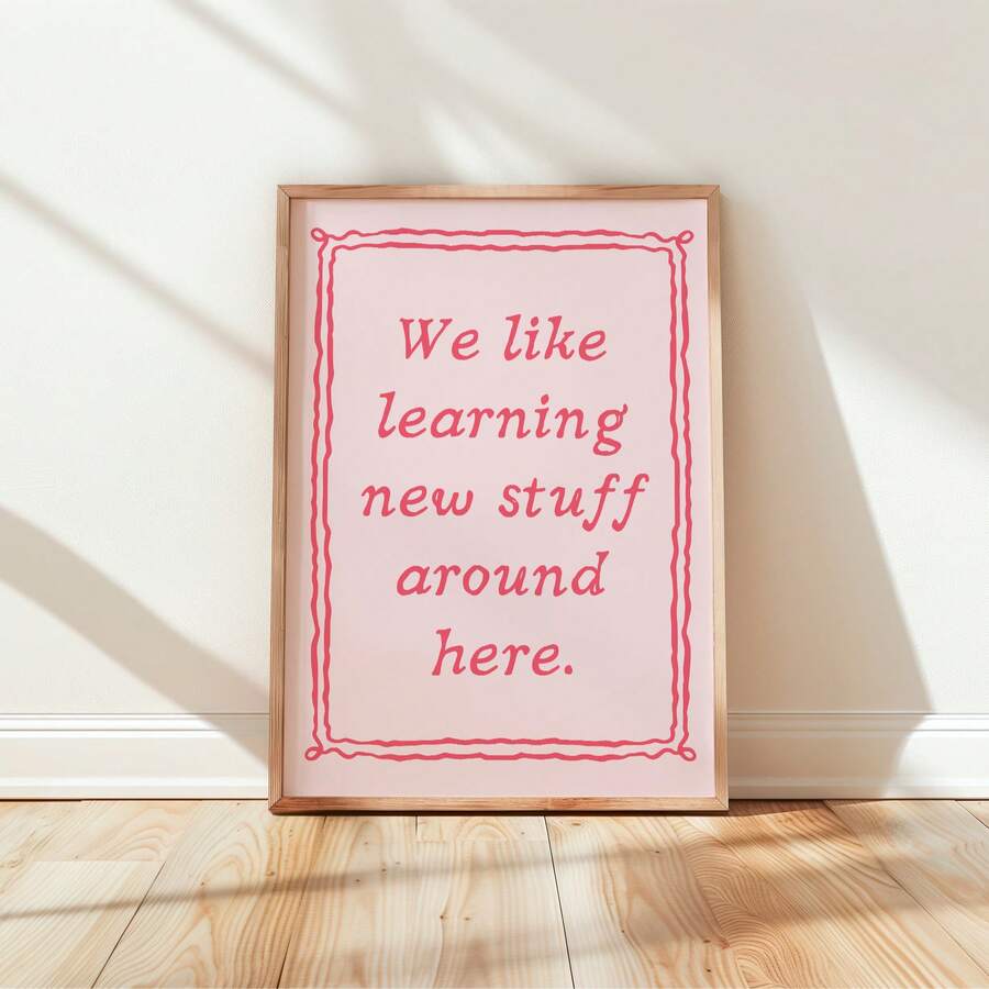 Pink motivational typography print for kids room