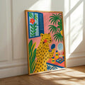 Playful tropical leopard wall print for a beauty lover gift