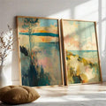 Framed abstract ocean scenery wall art for relaxed interiors