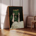 Large dark academia reading poster on floor