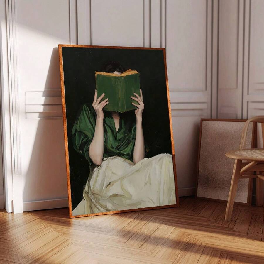 Large dark academia reading poster on floor