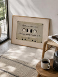 Neutral retro cassette print for music room or office decor