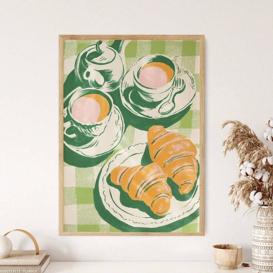 Breakfast wall decor for dining room kitchen nook or pantry with French bistro mood