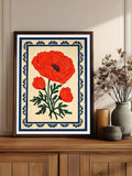 Canvas floral wall art options showing framed and unframed bright flower print