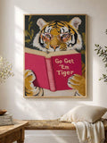 Reading tiger print for kids room classroom office study or book lover reading nook