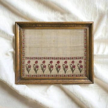 Vintage tulip textile block print botanical canvas poster