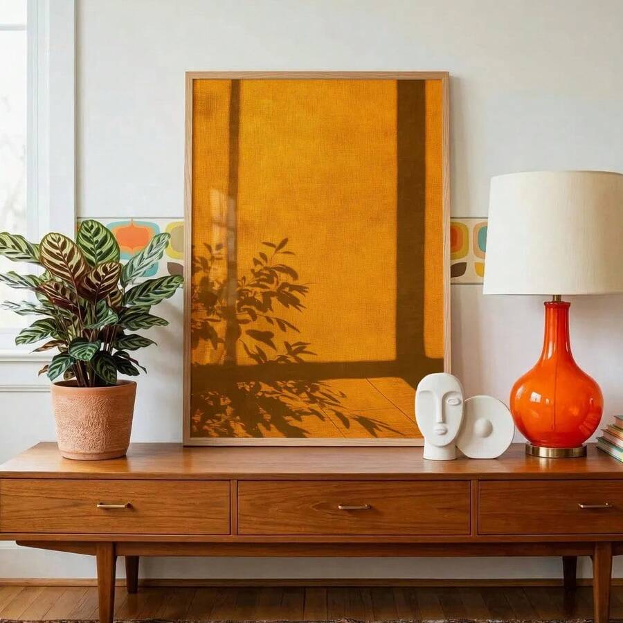 Window shadow terracotta boho wall art