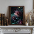 Vintage flower poster in ornate black gothic frame