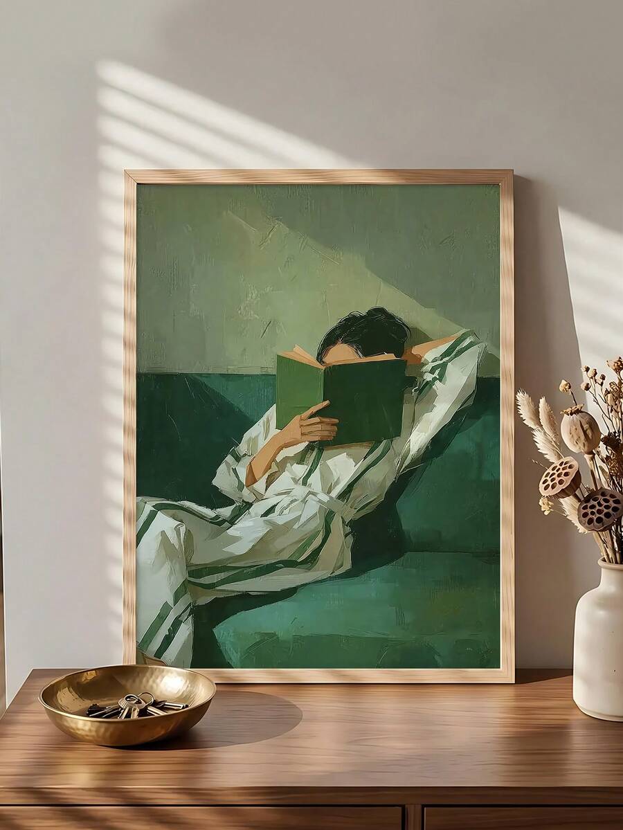 Boho wall art with painterly abstract figure and soft minimalist mood