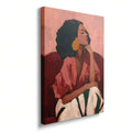 Feminine canvas print with blush burgundy cream and deep green portrait colors