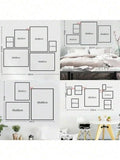 Size guide for Bauhaus geometric canvas poster with black frame room-scale layouts