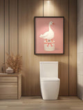 Framed pastel animal print with goose bow and soft pink wall art style
