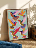 Animal canvas print with whimsical bird decor and boho gallery wall style