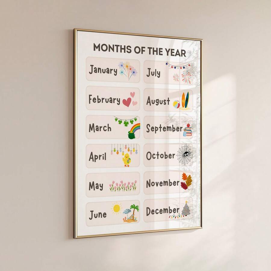 Pastel educational wall print styled with alphabet blocks