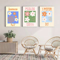 Retro bible verse wall art with pastel flowers and scripture text
