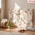 Floral bird wall art five panel cream chinoiserie canvas with branches birds butterflies and 2D flat badge