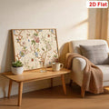 Botanical canvas set five panel blue almond blossom artwork with construction detail insets