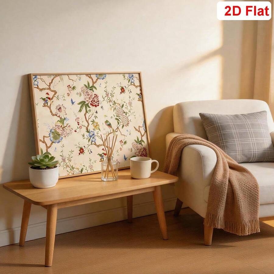 Botanical canvas set five panel blue almond blossom artwork with construction detail insets