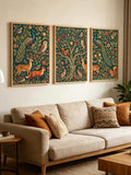 Vintage botanical print set with woodland animals and flowers
