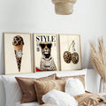 Glam animal print canvas set for bedroom boutique or vanity decor